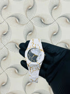 White Arabic Watch with Golden accent