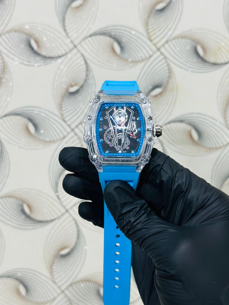Blue Watch with Transparent Case