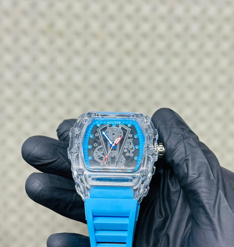 Blue Watch with Transparent Case